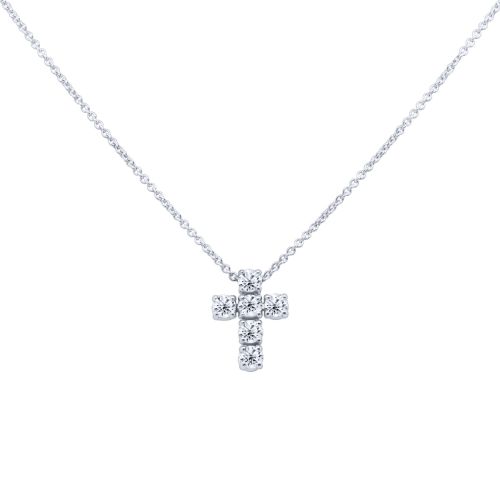 White gold necklace with cross pendant 0.55 carats of diamonds