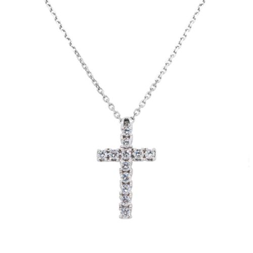 Cross pendant in white gold and 0.35 carat diamond