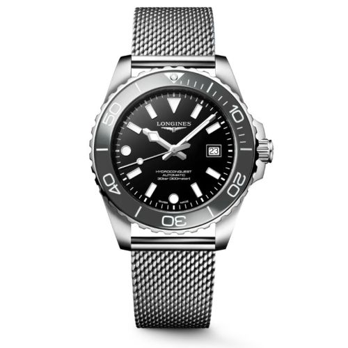 Longines HydroConquest Automático 42 mm Negro Malla Milanesa L3.788.4.70.6