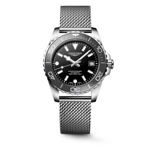 Longines HydroConquest Automático 39 mm Negro Gris Pizarra Milanesa L3.779.4.70.6