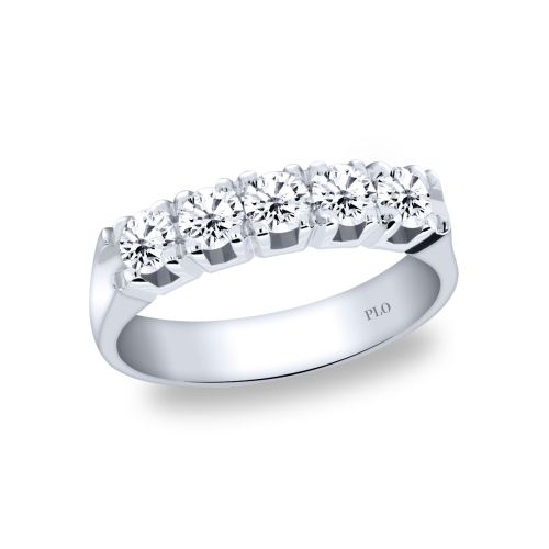 White gold wedding band with diamonds 0.75 carats