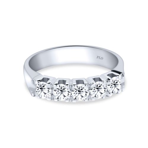 White gold wedding band with diamonds 0.75 carats
