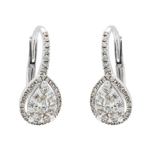 Wedding day earrings in white gold and 0.60-carat diamond