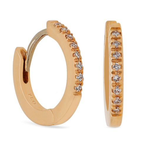 Earrings in rose gold and 0.06-carat diamond