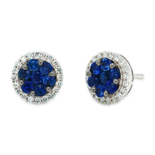 White gold detachable earrings with sapphires and diamonds