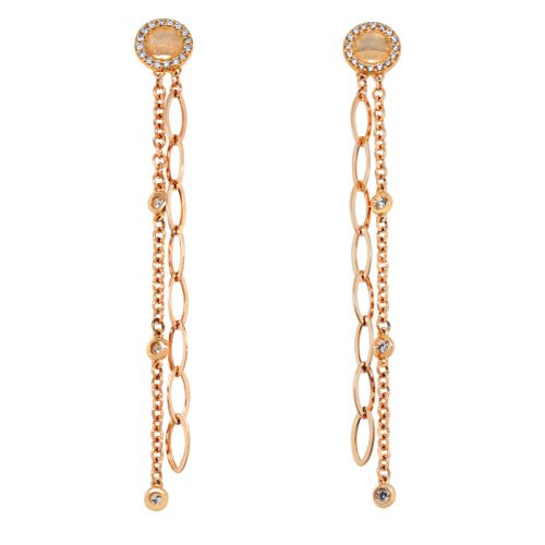 Long earrings in rose gold and diamond