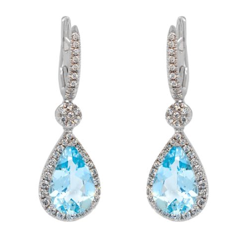 White gold earrings, aquamarines 4.36 carats and diamonds 0.78 carats