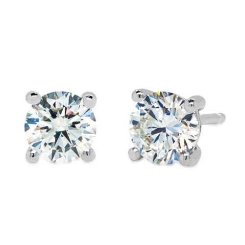 White gold solitaire earrings with 1 carat diamond