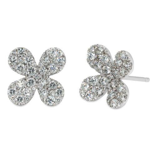 White gold earrings with diamonds flower 1.19 carats