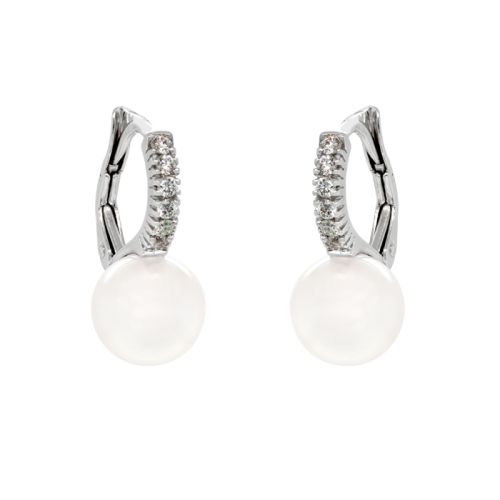 Earrings in Australian pearl, white gold and diamond