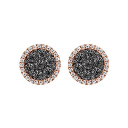 Rose gold earrings with white and black diamonds