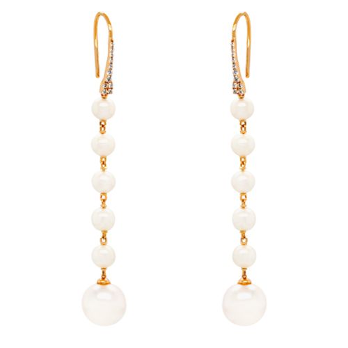 Earrings in rose gold, pearl and 0.18-carat diamond