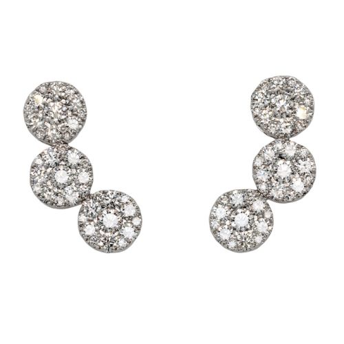 White gold climber earrings with 1.01 carat diamonds