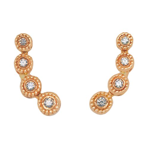 Rose gold climber earrings with 0.076 carat diamonds