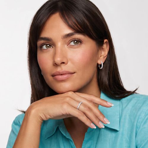 White gold and 0.4 carat diamond hoop earrings