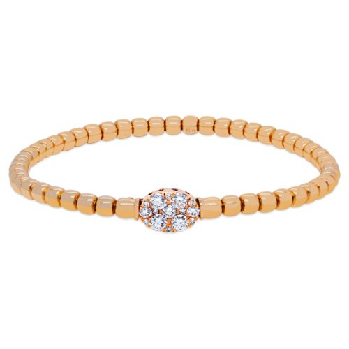 Elastic bracelet in rose gold and 0.60-carat diamond