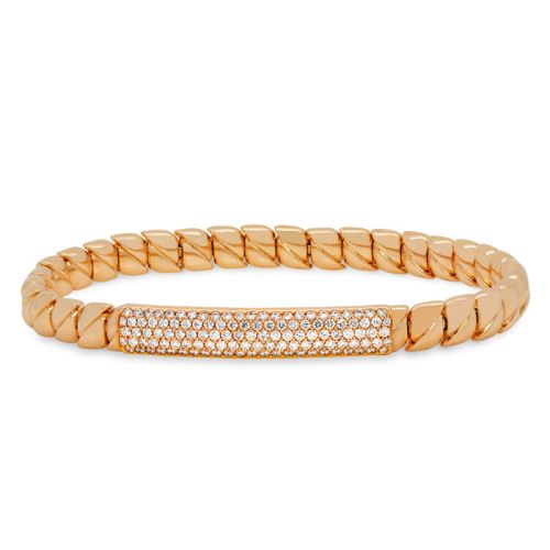 Elastic bracelet in rose gold and 1.00-carat diamond