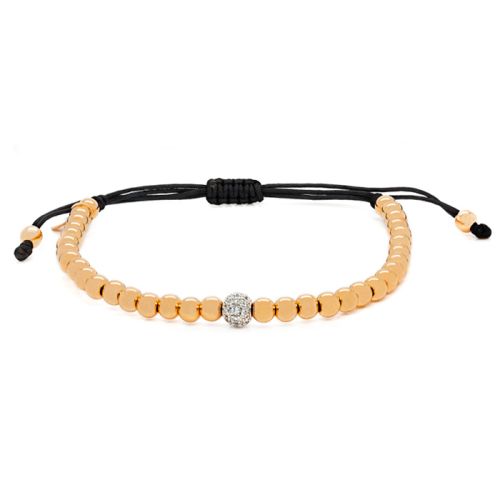 Rose gold macrame bracelet with white gold and 0.22 carats diamonds
