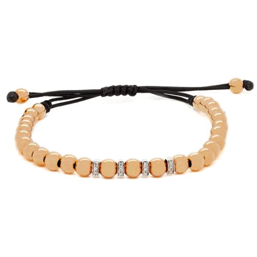 Macrame bracelet rose gold white gold diamonds 0.08 carats