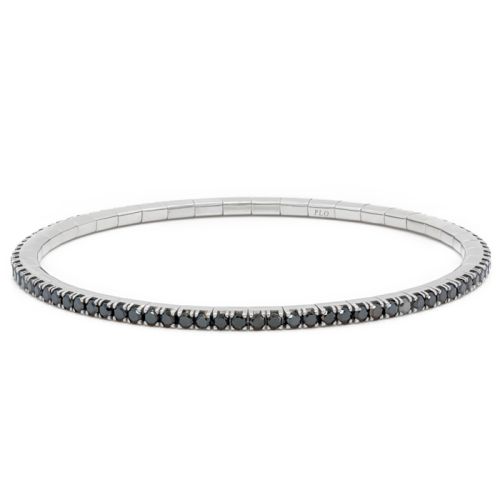 White Gold elastic riviere bracelet with black diamonds 2.60 carats