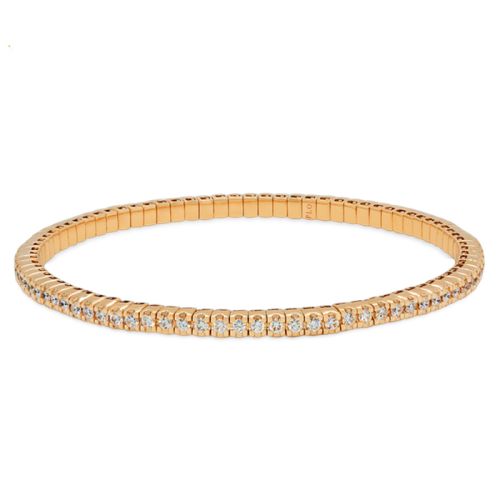 Rose Gold elastic riviere bracelet with diamonds 1.80 carats