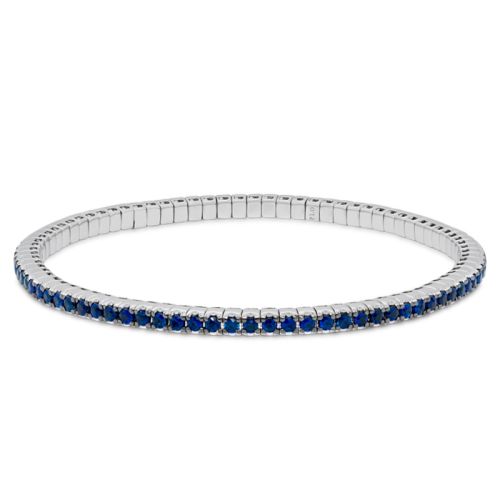 Elastic rivière bracelet in white gold and blue sapphire