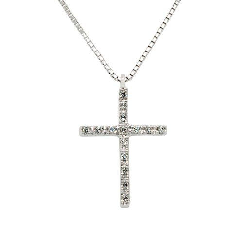 White gold pendant with a brilliant cut diamond cross 0.07 carats